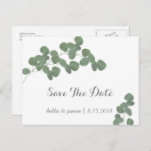 Eukalyptus Branch Wedding Save the Date Postcards Ankündigungspostkarte (Vorne/Hinten)