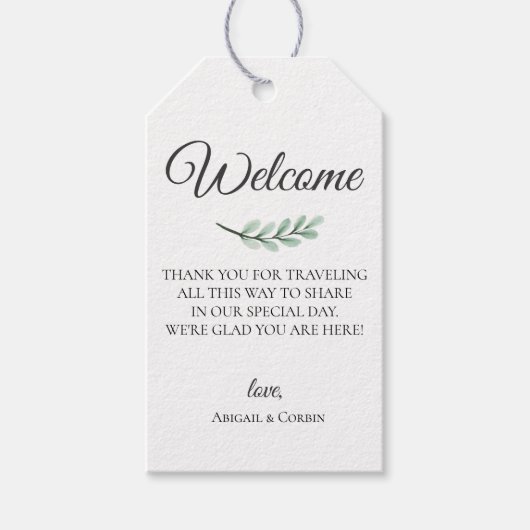 Eukalyptus Branch Wedding Welcome Bag Geschenkanhänger (Vorderseite)