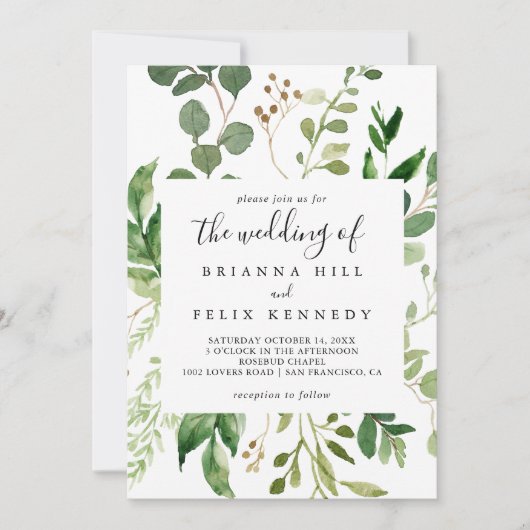 Eukalyptus brauner Blütenblut zum Hochzeitsfest Einladung (Vorderseite)