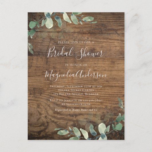 Eukalyptus-Brautdusche Postkarte (Vorderseite)