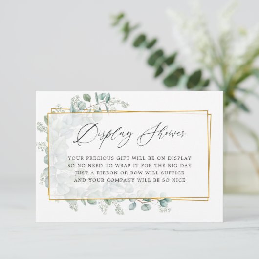 Eukalyptus-Brautparty-Anzeige-Dusche für Wasserfar Begleitkarte (Stehend Vorderseite)