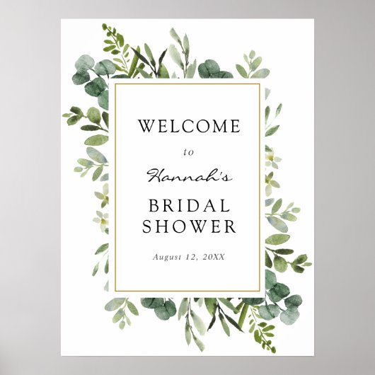 Eukalyptus-Brautparty - Begrüßungszeichen Poster (Vorne)