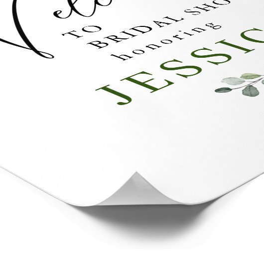 Eukalyptus-Brautparty-Begrüßungszeichen Poster (Ecke)