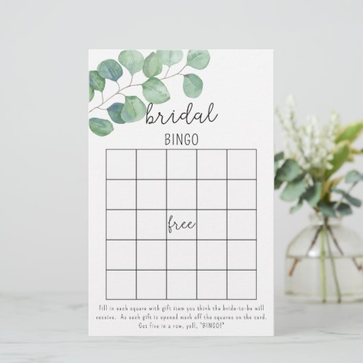 Eukalyptus - Brautparty-Bingo-Spiel (Stehend Vorderseite)