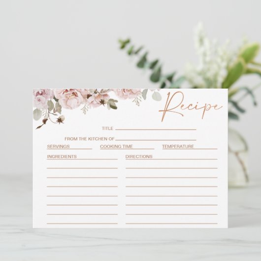 Eukalyptus-Brautparty Blush Blumenkarte Einladung (Stehend Vorderseite)