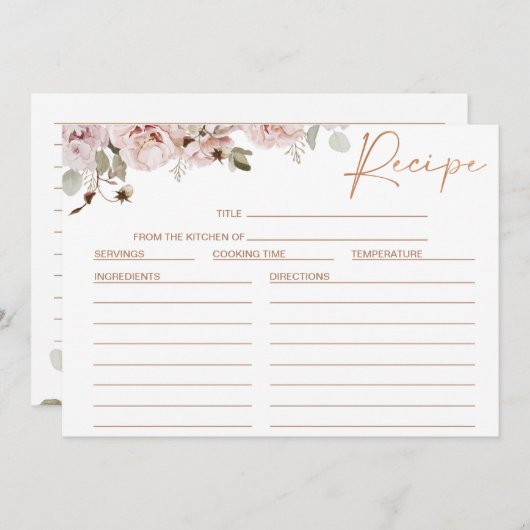 Eukalyptus-Brautparty Blush Blumenkarte Einladung (Vorne/Hinten)