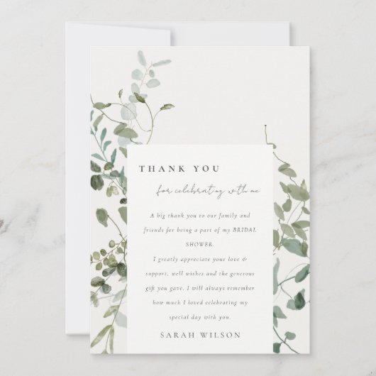 Eukalyptus-Brautparty Dankeskarte (Vorderseite)