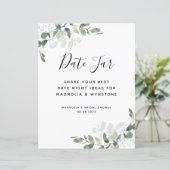 Eukalyptus-Brautparty Datum Night Jar-Zeichen (Stehend Vorderseite)