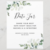 Eukalyptus-Brautparty Datum Night Jar-Zeichen (Vorderseite)