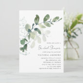 Eukalyptus-Brautparty Einladung (Stehend Vorderseite)