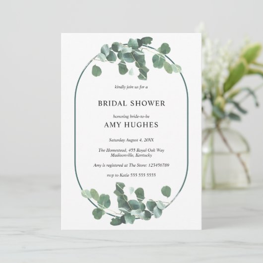 Eukalyptus-Brautparty Einladung (Stehend Vorderseite)