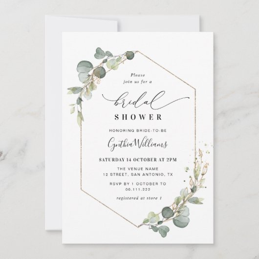 Eukalyptus-Brautparty Einladung (Vorderseite)