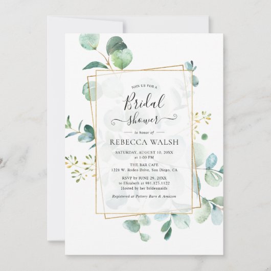 Eukalyptus-Brautparty Einladung (Vorderseite)