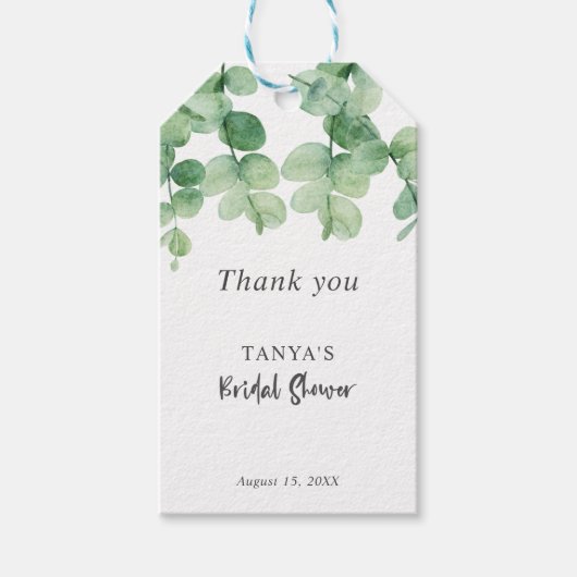 Eukalyptus Brautparty Elegant Geschenkanhänger (Vorderseite)