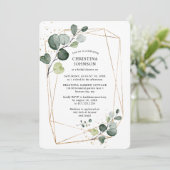 Eukalyptus-Brautparty für geometrische Rahmen Einladung (Stehend Vorderseite)