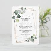 Eukalyptus-Brautparty für geometrische Rahmen Einladung (Stehend Vorderseite)