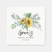 Eukalyptus-Brautparty für rustikale Sonnenblumen Serviette (Vorderseite)