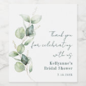 Eukalyptus-Brautparty für Wasserfarben Vielen Dank Weinetikett (Einzelnes Label)