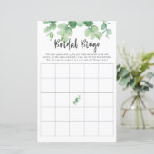Eukalyptus Brautparty Game Bingo Greenery Chic (Stehend Vorderseite)