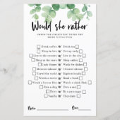 Eukalyptus Brautparty Game Wäre sie lieber (Vorderseite)