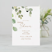 Eukalyptus-Brautparty Gold Folieneinladung (Stehend vorne)