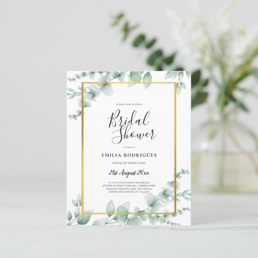 Eukalyptus-BRAUTPARTY GOLD QR-CODE (Stehend Vorderseite)