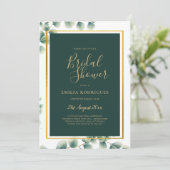 Eukalyptus BRAUTPARTY Greenery Gold QR Code Einladung (Stehend Vorderseite)