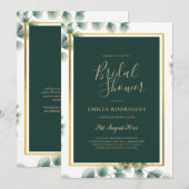 Eukalyptus BRAUTPARTY Greenery Gold QR Code Einladung (Vorne/Hinten)