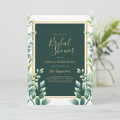 Eukalyptus BRAUTPARTY Greenery Gold QR Code Einladung (Stehend Vorderseite)