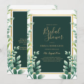 Eukalyptus BRAUTPARTY Greenery Gold QR Code Einladung (Vorne/Hinten)