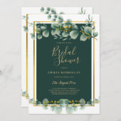 Eukalyptus BRAUTPARTY Greenery Gold QR Code Einladung (Vorne/Hinten)