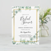 Eukalyptus BRAUTPARTY Greenery Gold QR Code Inv Einladung (Stehend Vorderseite)