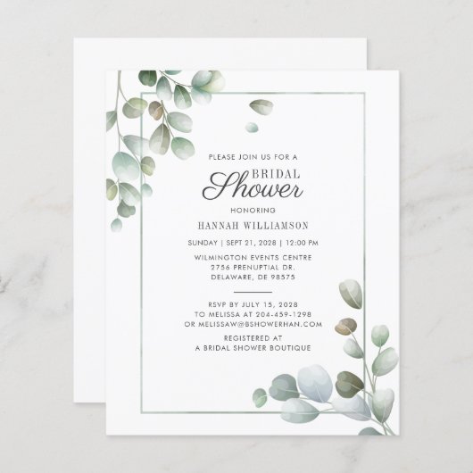 Eukalyptus Brautparty Grüne Rustikale (Vorne/Hinten)