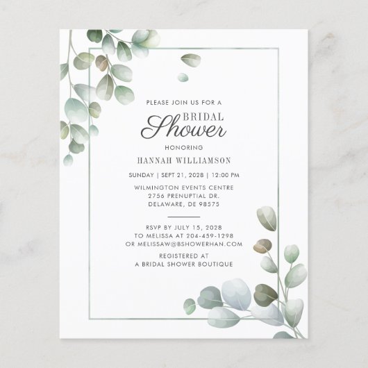 Eukalyptus Brautparty Grüne Rustikale (Vorderseite)