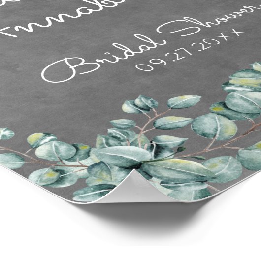 Eukalyptus-Brautparty in rustikalem Karton willkom Poster (Ecke)