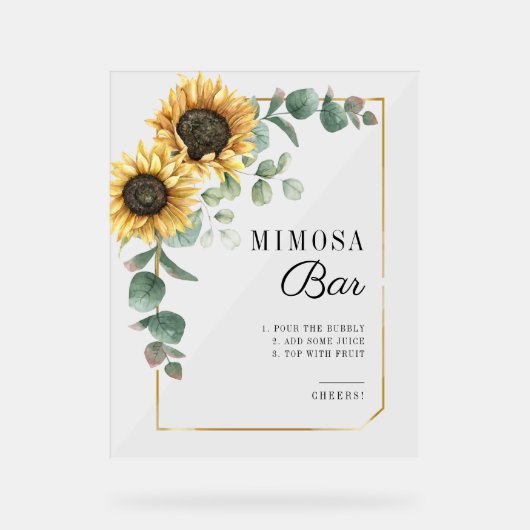 Eukalyptus-Brautparty Mimosa Bar Acrylschild (Vorderseite)