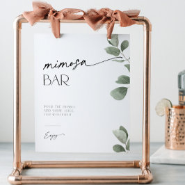 Eukalyptus Brautparty Mimosa Bar Sockelschild