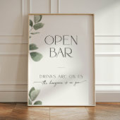 Eukalyptus Brautparty Offene Bar Drinks sind auf u Sockelschild