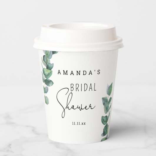Eukalyptus - Brautparty Pappbecher (Rückseite)