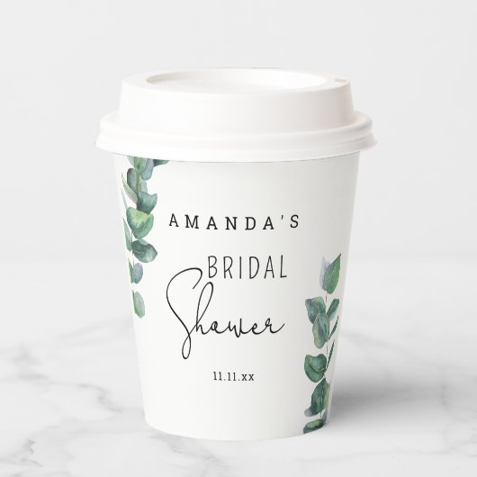 Eukalyptus - Brautparty Pappbecher (Vorderseite)