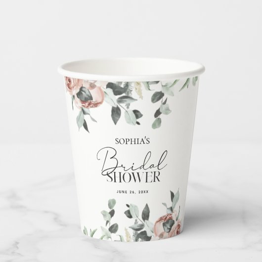 Eukalyptus-Brautparty Pappbecher (Rückseite)