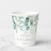 Eukalyptus-Brautparty Pappbecher (Vorderseite)