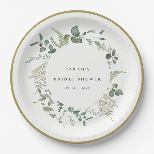 Eukalyptus-Brautparty Pappteller (Vorderseite)