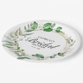 Eukalyptus-Brautparty Pappteller (Schrägansicht)