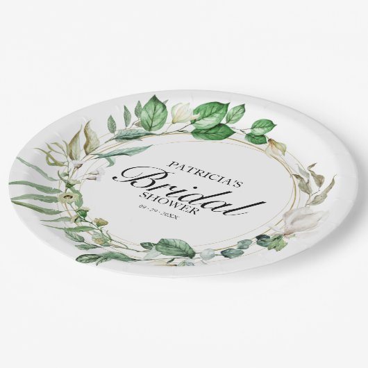 Eukalyptus-Brautparty Pappteller (Schrägansicht)