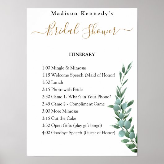 Eukalyptus 🌸 Brautparty Poster (Vorne)
