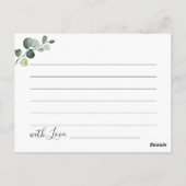 Eukalyptus Brautparty Postkarte (Rückseite)