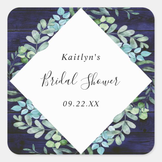 Eukalyptus-Brautparty Quadratischer Aufkleber (Vorderseite)