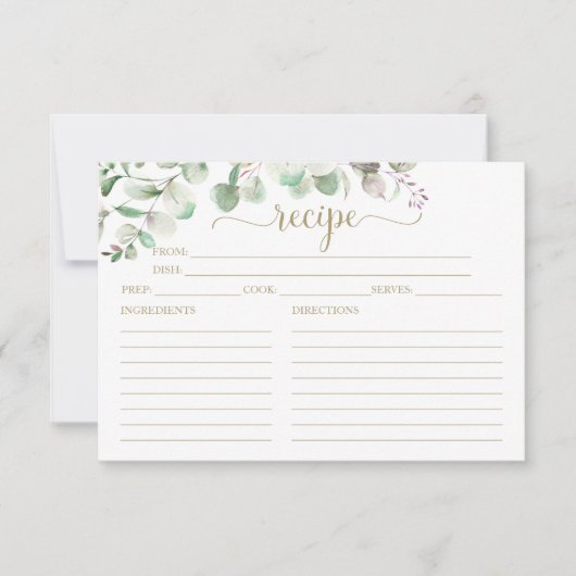 Eukalyptus-Brautparty Recipe Cards (Vorderseite)
