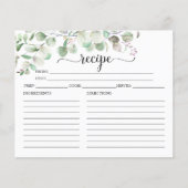 Eukalyptus-Brautparty Recipe Cards (Vorderseite)